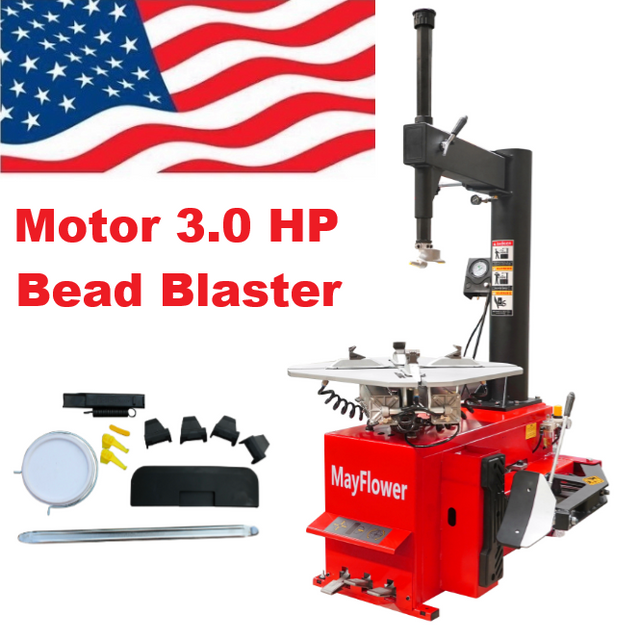 Mayflower 3.0 HP Tire Changer Wheel Changer Machine 980 Bead Blaster Red Edition