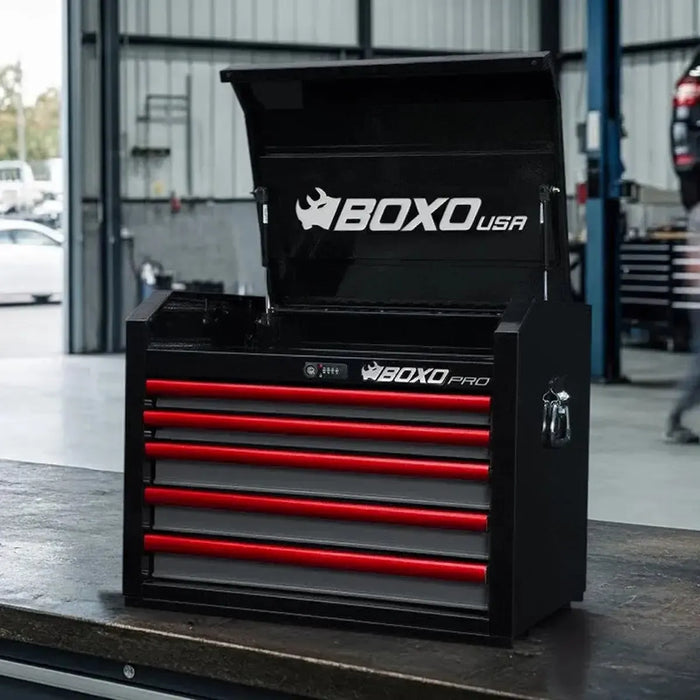 BoxoUSA Pro Series | 26" 5-Drawer Tool Box with 233-Piece Master Tool Set 26TM-W-B