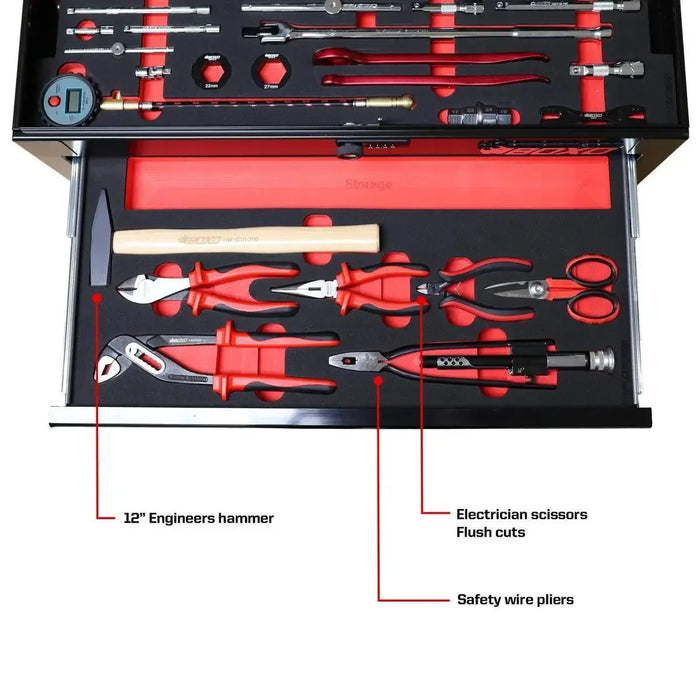 BoxoUSA MotoBox | Ricky Carmichael 26" 5-Drawer Portable Tool Box with 103-Piece Metric Motorcycle Tool Set MOTOBX5-BK-RC2