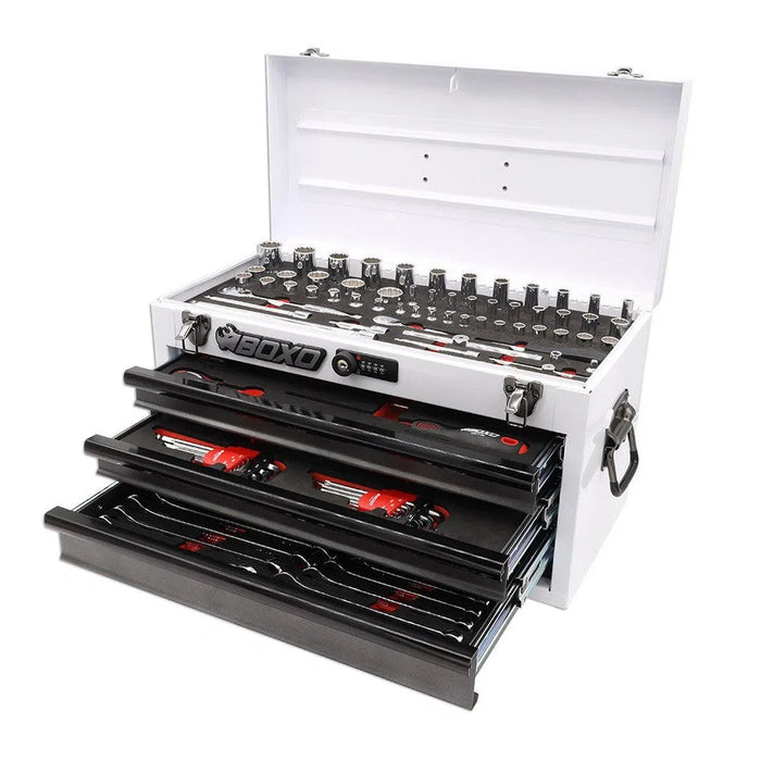 BoxoUSA 117-Piece SAE 3-Drawer Hand Carry Tool Box ECC20301-002R2