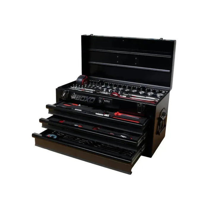 BoxoUSA MotoBox | 103-Piece Metric Motorcycle 3-Drawer Hand Carry Tool Box MOTOBX1-BK