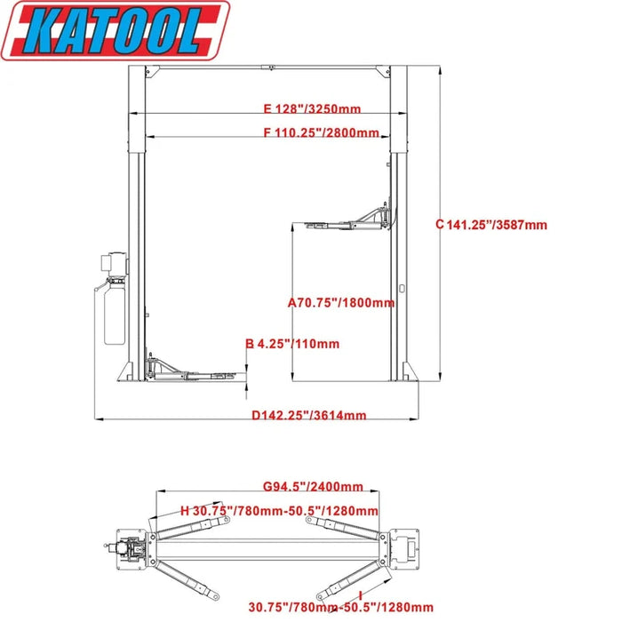 https://cdn.shopify.com/s/files/1/0771/5550/0318/files/Katool-KT-M110-Two-Post-Lift-Measurement.webp?v=1742919683