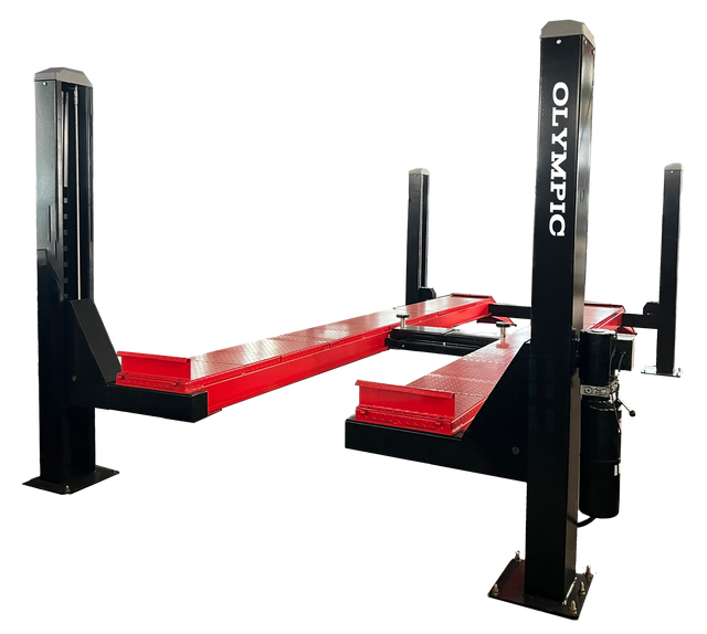 Model: Olympic 4PHDXLA-15 / Open Front Alignment Lift / 15,000-lb. Capacity Car & Truck Maintenance / Turntables / Slip Plates / 138″ W X 246″ L / 10-Year Warranty / SHIPS FREE!