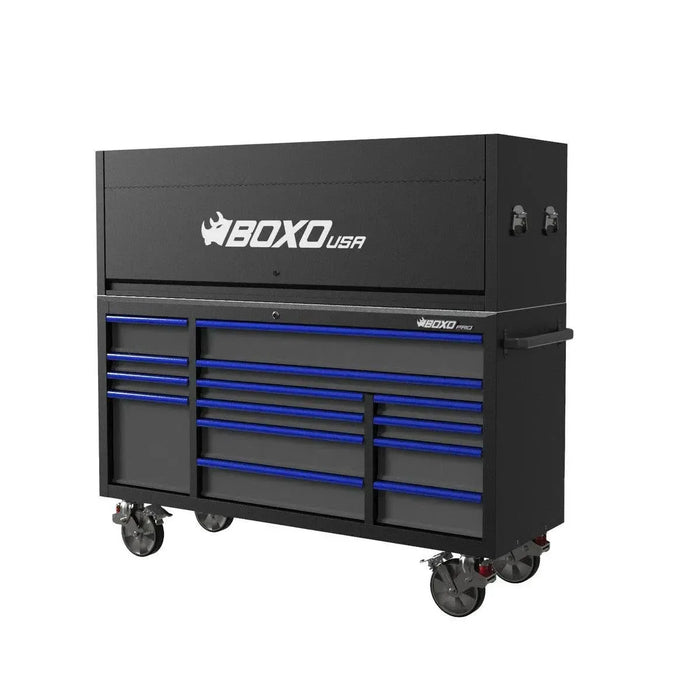 BoxoUSA Pro Series | 72" 14-Drawer Garage Top Rolling Tool Box 72TB-BK-R