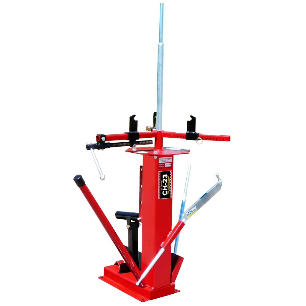 The manual tire changing station displayed