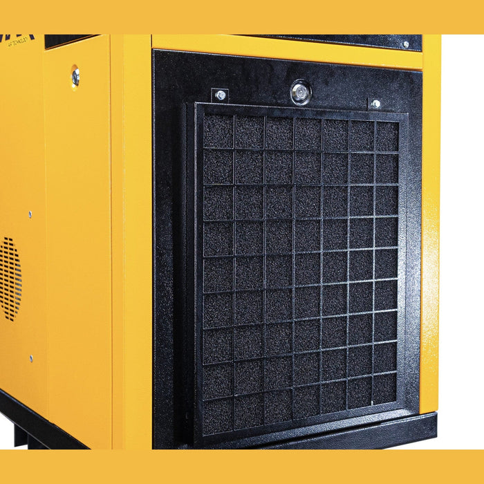 EMAX 7.5 HP 120-Gallon Rotary Screw Air Compressor — 460V 3-Phase, 29 CFM, Single-Stage, with 30 CFM Refrigerated Dryer & Swing-Arm Mount (ERVK070003-460)