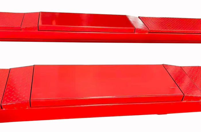 Model: Olympic 4PXLA-10 / “The Dually” Alignment lift with Built-in Scissor Jacks 10,000 lb. Maintenance & Storage Lift / Adjustable Width Runway / 84″ Storage Space / 125″ Between Posts / 229″ Platform Length / 10-Year Warranty / SHIPS FREE!