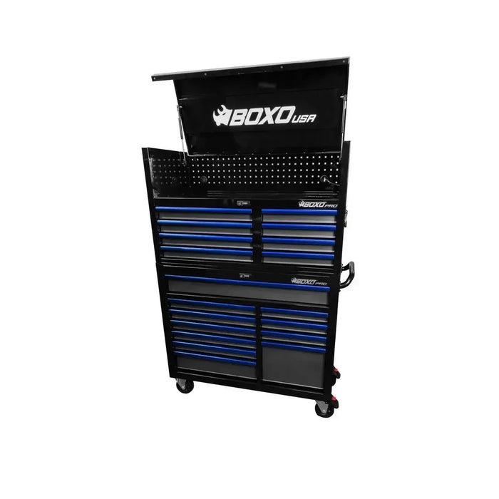 BoxoUSA Pro Series | 45" 19-Drawer Rolling Tool Box 45TB-BK-B
