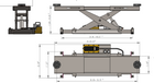 Model: 4PHDA-RJ / 7,000 lb. Center Bridge Jack for Open Front Alignment Lifts / Air Hydraulic Ram / Adjustable Arms / Fits 4PHDA-11 and 4PHDA-15, 5-Year Warranty