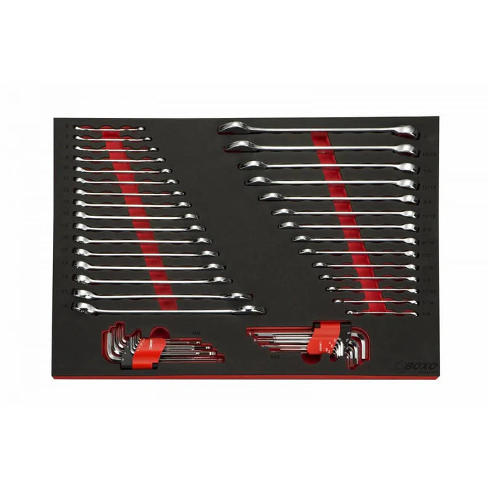 BoxoUSA Pro Series | 28" 3-Drawer Flip Top Service Cart Tool Box with 233-Piece Master Tool Set 28BM-W-B