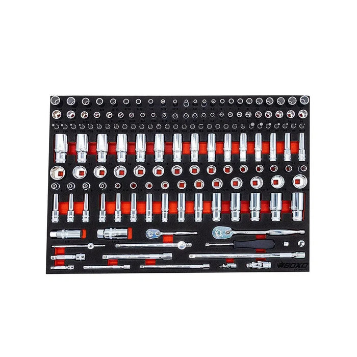 BoxoUSA Pro Series | 26" 6-Drawer Rolling Tool Box with 233-Piece Master Tool Set 26BM-BK-B