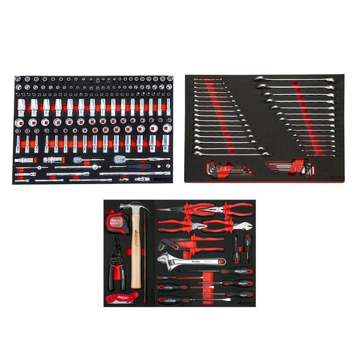 BoxoUSA Pro Series | 72" 14-Drawer Garage Top Rolling Tool Box with 233-Piece Master Tool Set 72TBM-BK-R