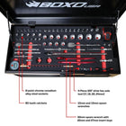 BoxoUSA MotoBox | Ricky Carmichael 26" 5-Drawer Portable Tool Box with 103-Piece Metric Motorcycle Tool Set MOTOBX5-BK-RC2