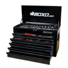 BoxoUSA MotoBox | Ricky Carmichael 26" 5-Drawer Portable Tool Box with 103-Piece Metric Motorcycle Tool Set MOTOBX5-BK-RC2