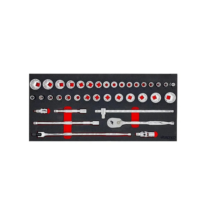 BoxoUSA 227-Piece Metric and SAE Combo 5-Drawer Hand Carry Tool Box ECC26501L-227SBK