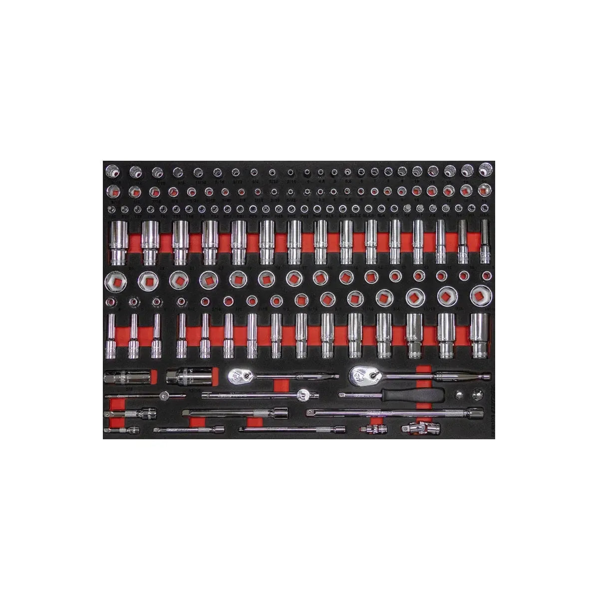 BoxoUSA 154-Piece 1/4" & 3/8" Drive Metric & SAE Socket Set | 3/3 Drawer EVA Foam BX246B-R2