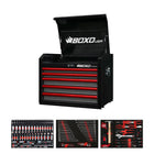 BoxoUSA Pro Series | 26" 5-Drawer Tool Box with 233-Piece Master Tool Set 26TM-BK-R