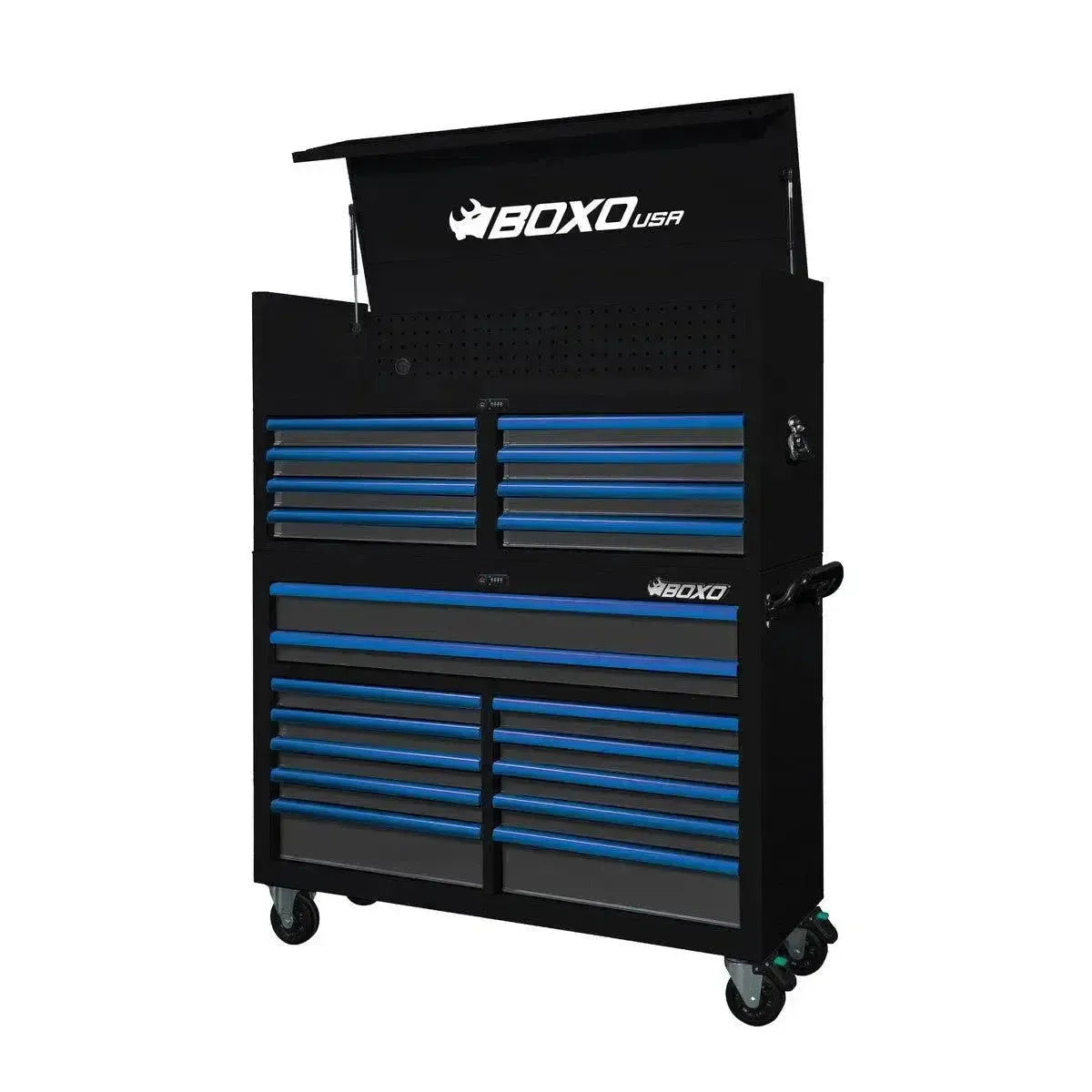 BoxoUSA Pro Series | 53" 20-Drawer Rolling Tool Box 53TB-BK-B