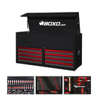 BoxoUSA Pro Series | 53" 8-Drawer Tool Box with 233-Piece Master Tool Set 53TM-BK-R