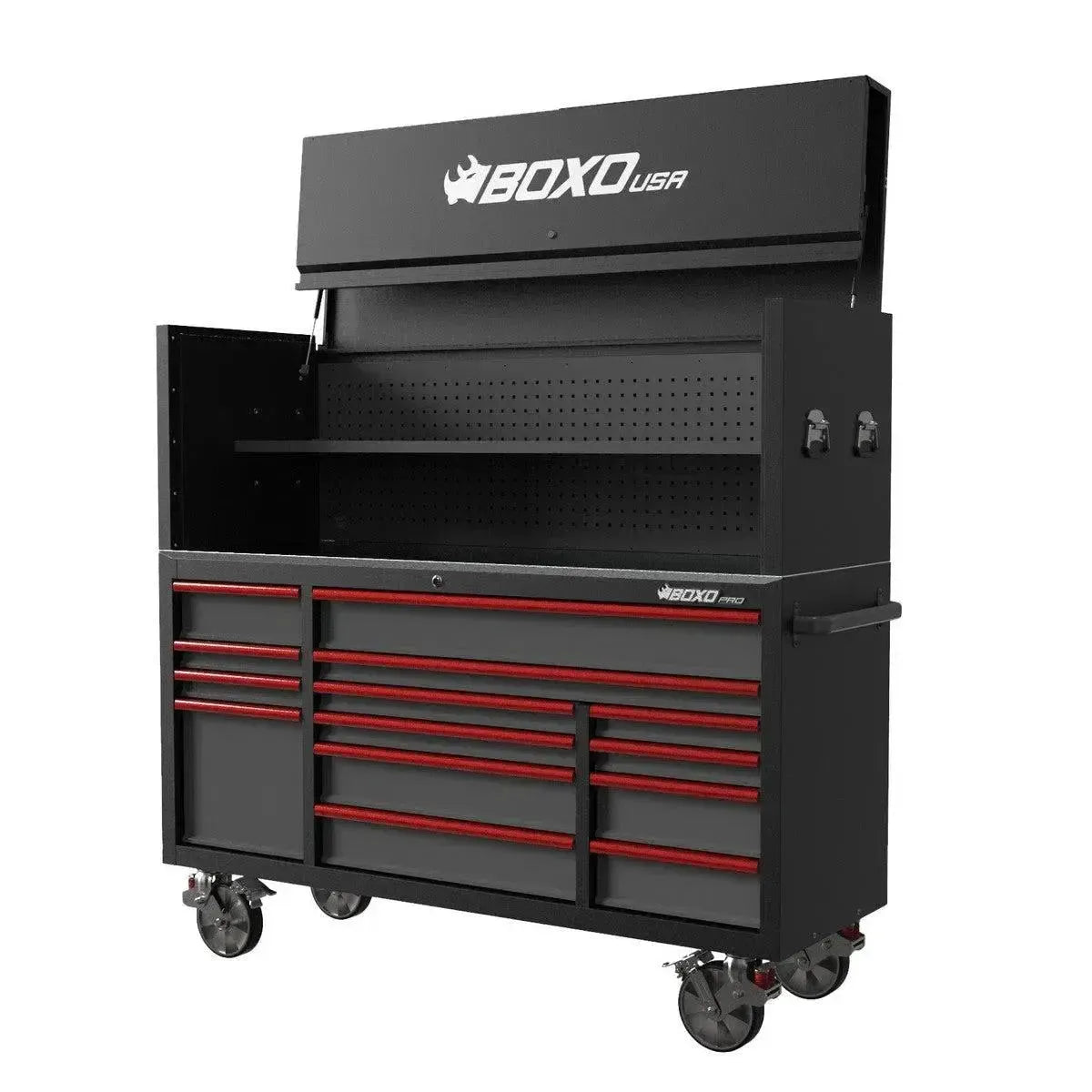 BoxoUSA Pro Series | 72" 14-Drawer Garage Top Rolling Tool Box 72TB-BK-R