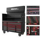 BoxoUSA Pro Series | 72" 14-Drawer Garage Top Rolling Tool Box with 233-Piece Master Tool Set 72TBM-BK-R