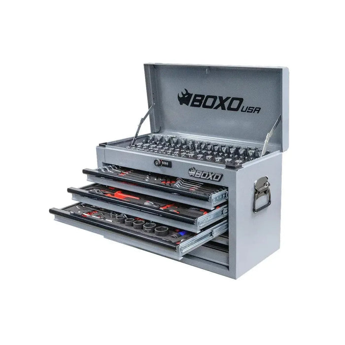BoxoUSA UTV Box | 190-Piece Metric and SAE UTV Tool Set with 5-Drawer Hand Carry Tool Box UTVBX-GY