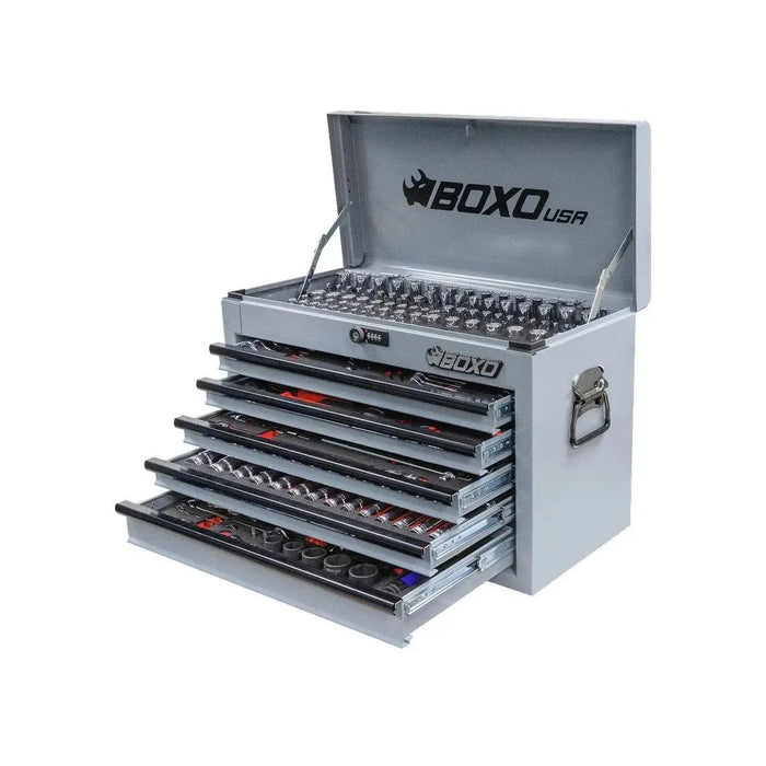 BoxoUSA UTV Box Pro | 258-Piece Metric and SAE UTV Tool Set with 5-Drawer Hand Carry Tool Box UTVBXPRO-GY