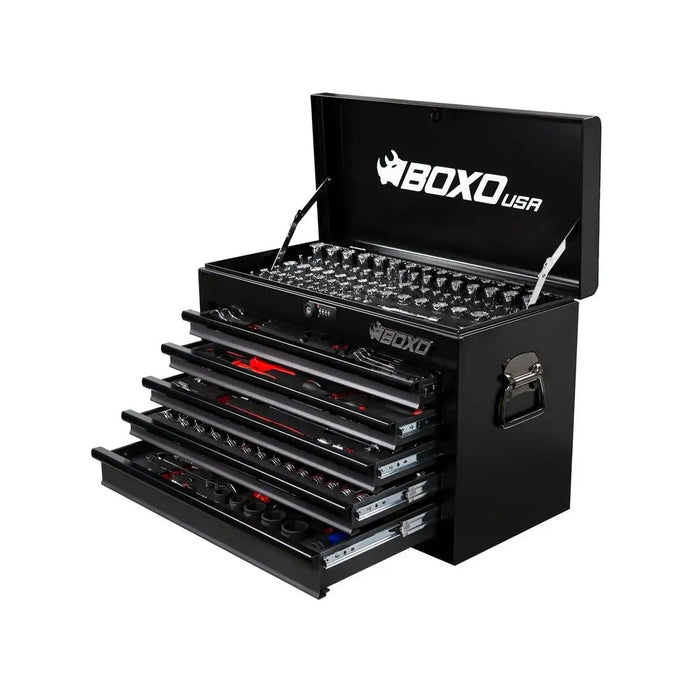 BoxoUSA UTV Box Pro | 258-Piece Metric and SAE UTV Tool Set with 5-Drawer Hand Carry Tool Box UTVBXPRO-BK