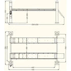 Millimeter dimension line drawing, side elevation and top plan
