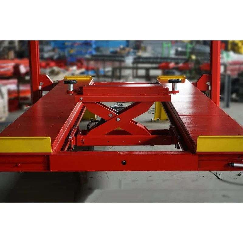 Included 6,000 lb rolling jack spanning the runways with adjustable lift pads