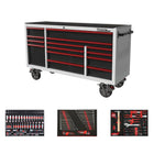 BoxoUSA Pro Series | 72" 14-Drawer Rolling Tool Box with 233-Piece Master Tool Set 72BM-W-R