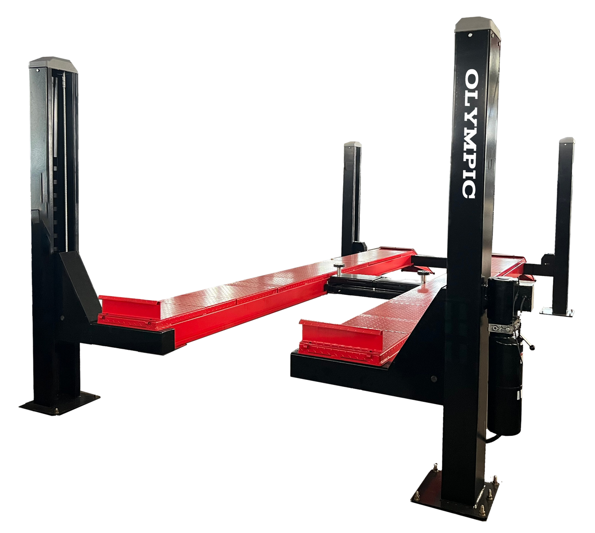 Model: Olympic 4PHDXLA-15 / Open Front Alignment Lift / 15,000-lb. Capacity Car & Truck Maintenance / Turntables / Slip Plates / 138″ W X 246″ L / 10-Year Warranty / SHIPS FREE!