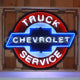 Chevy Truck Service Neon Garage Sign In Steel Can Model: O-9TRUCK