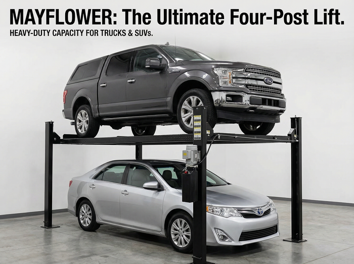 Mayflower Blacksmith Heavy Duty Four Post Lift Storage Service Extra Length Height Pro8000XLH