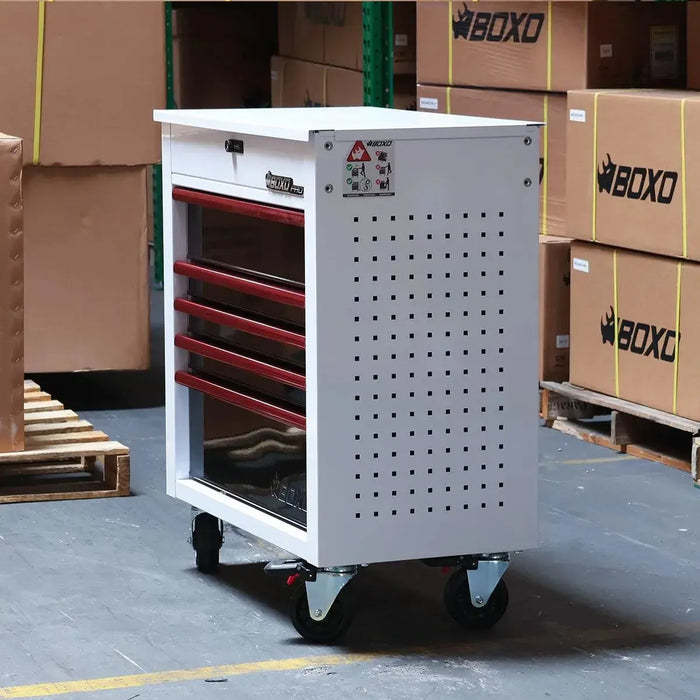BoxoUSA Pro Series 35" | 5-Drawer Flip-Top Service Cart Tool Box UAS342051LM-W-R