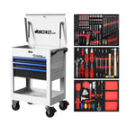 BoxoUSA Pro Series | 28" 3-Drawer Flip-Top Service Cart with 160-Piece Quick Service Master Tool Set 28BQS-W-B