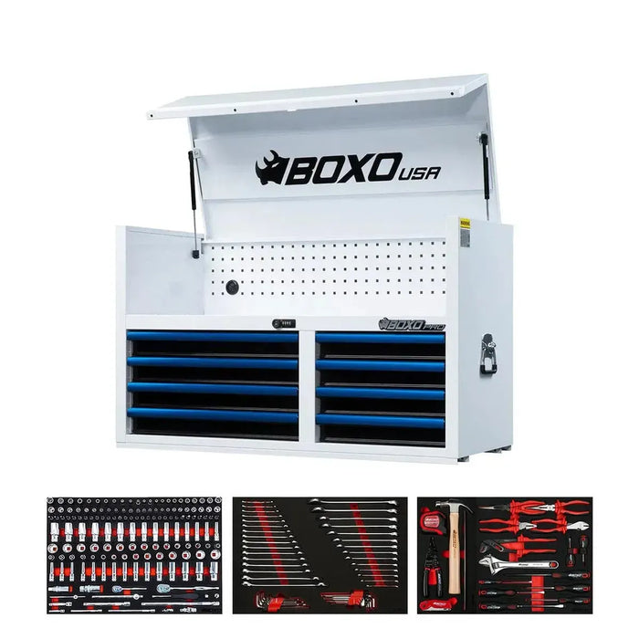 BoxoUSA Pro Series | 45" 8-Drawer Tool Box with 233-Piece Master Tool Set 45TM-W-B