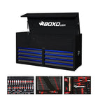 BoxoUSA Pro Series | 53" 8-Drawer Tool Box with 233-Piece Master Tool Set 53TM-BK-B