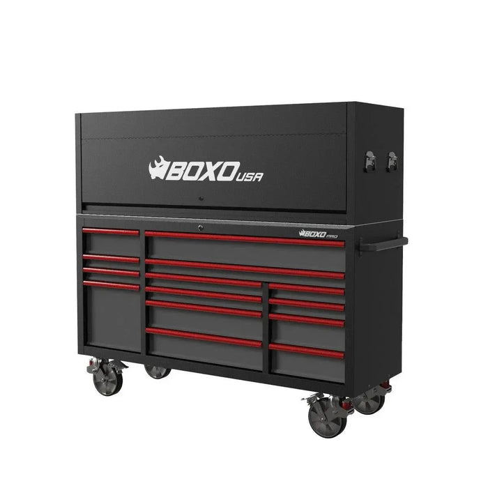 BoxoUSA Pro Series | 72" 14-Drawer Garage Top Rolling Tool Box 72TB-BK-R