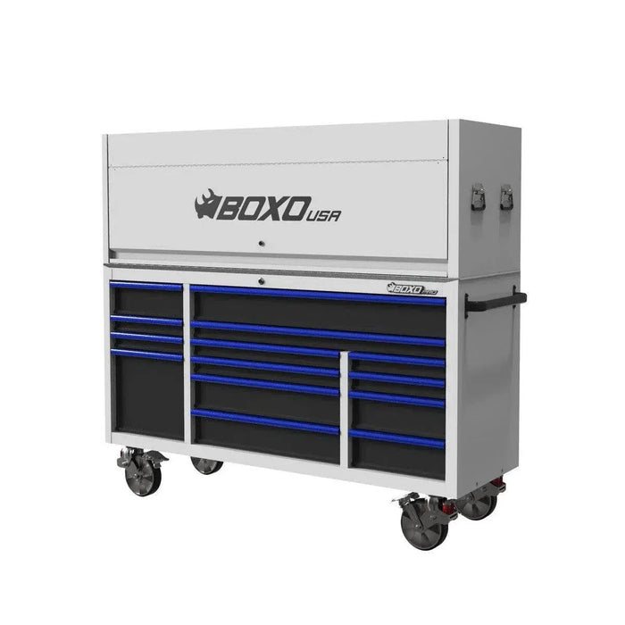 BoxoUSA Pro Series | 72" 14-Drawer Garage Top Rolling Tool Box with 233-Piece Master Tool Set 72TBM-BK-R
