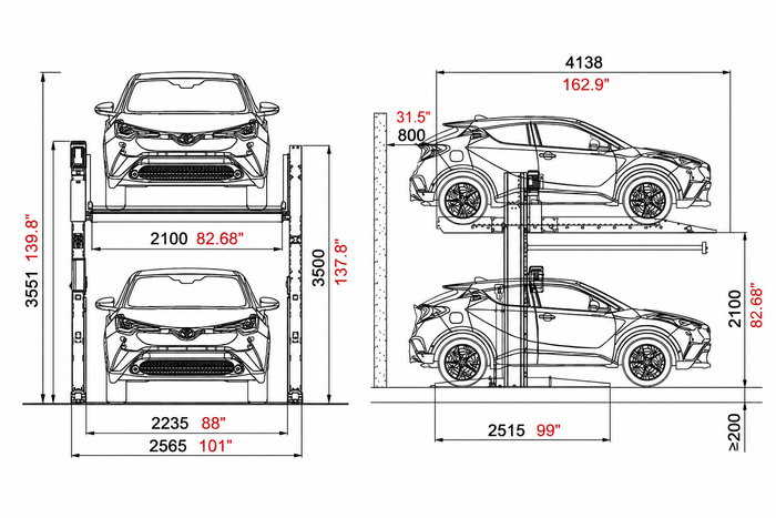 Model: 2PDS-6 "Double Stacker" 6,000-Lb. Two-Car Parking Lift / 88" Drive-Thru / 10-Year Warranty / SHIPS FREE!
