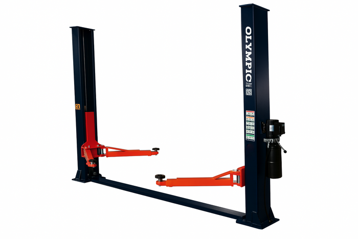 Model: Olympic 2PBPXW-10 / 10,000‐lb. / Extra Wide Base Plate 2-Post Lift / Single Point Lock Release / 3-Stage Arms / 3-Stage Foot Pads / 110″ H X 137″ W 10-Year Warranty / SHIPS FREE!