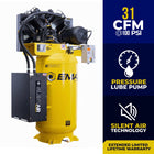 EMAX Silent Air Industrial 7.5 HP 80-Gallon 2-Stage Single-Phase Vertical Air Compressor – 31 CFM, Pressure-Lubricated Pump (ES07V080V1)