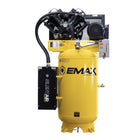 EMAX Silent Air Industrial 7.5 HP 80-Gallon 2-Stage Single-Phase Vertical Air Compressor – 31 CFM, Pressure-Lubricated Pump (ES07V080V1)