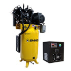 EMAX Industrial Plus 10 HP 80-Gallon Two-Stage Silent Air Compressor with 58 CFM Refrigerated Dryer, 460V 3-Phase, ESP10V080V3PK-460