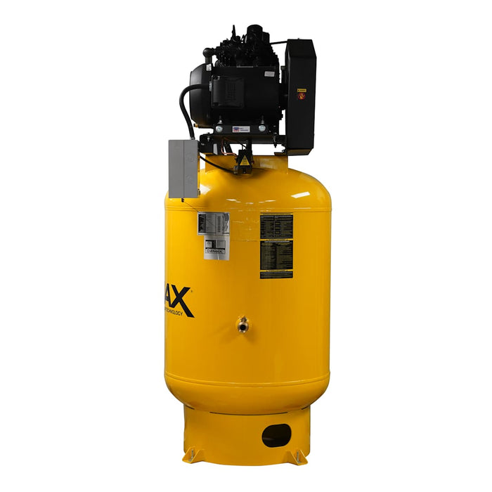 EMAX Silent Air Industrial 10 HP 120-Gallon 2-Stage Vertical Piston Air Compressor — 460V 3-Phase, 38 CFM, Pressure-Lubricated (ESPR10V120V3-460)