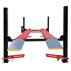 Katool 4H950 9,500lbs Heavy Duty 4 Post Parking Car lift with red beams and blue platforms on a white background