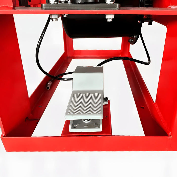 Foot pedal valve with air lines inside the base frame