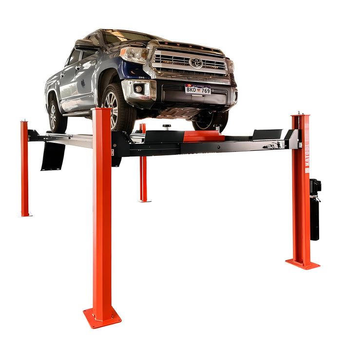 Pickup truck raised on a Katool four-post lift