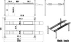 Four-post lift dimensional drawing with top, front, and side views in inches